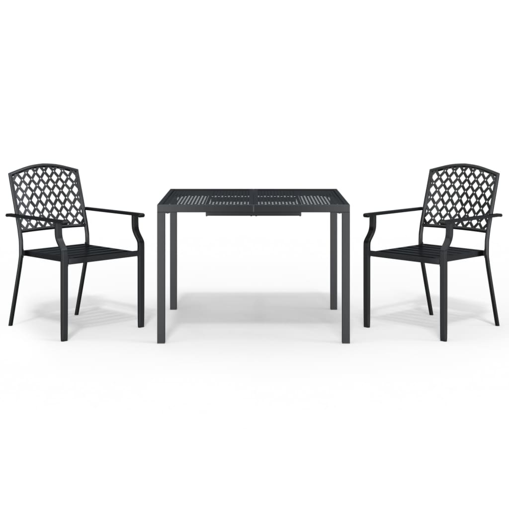 Set da Pranzo da Giardino 3 pz in Acciaio Antracite | homemem39