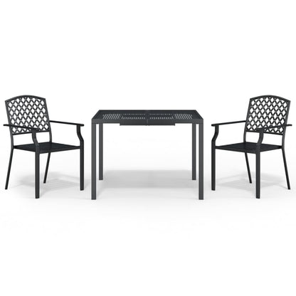 Set da Pranzo da Giardino 3 pz in Acciaio Antracite | homemem39