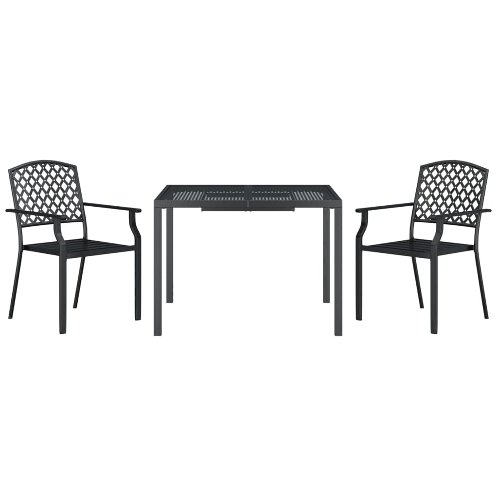Set da Pranzo da Giardino 3 pz in Acciaio Antracite | homemem39
