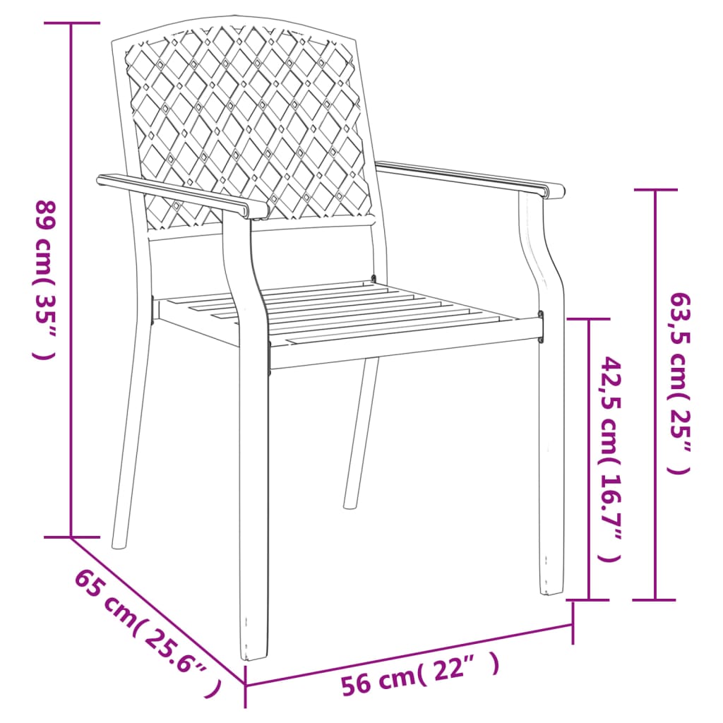 Set da Pranzo da Giardino 3 pz in Acciaio Antracite | homemem39