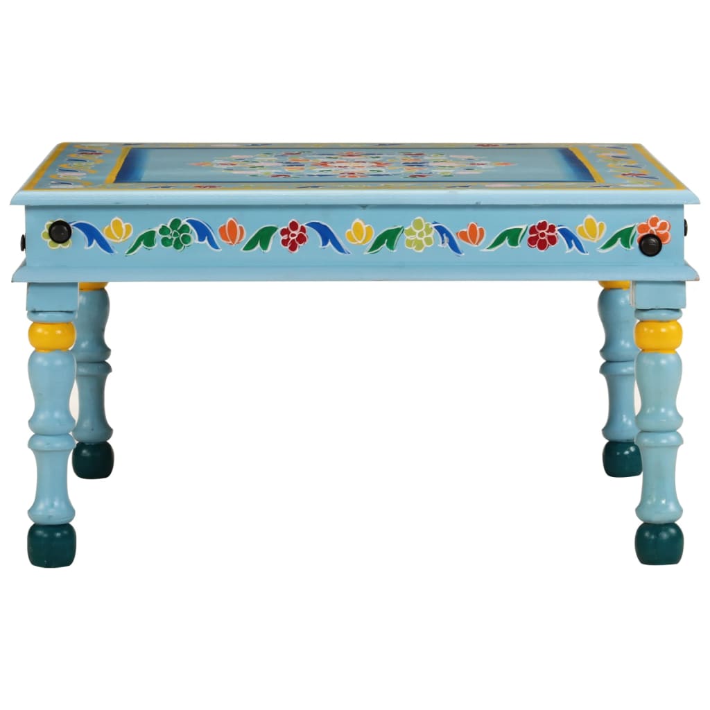 Tavolino Salotto Turchese Dipinto a Mano Legno Massello Mango | homemem39