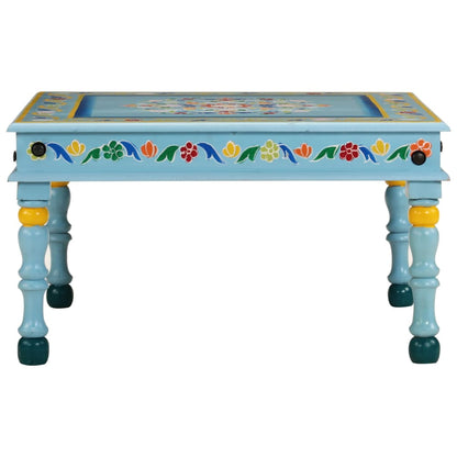 Tavolino Salotto Turchese Dipinto a Mano Legno Massello Mango | homemem39