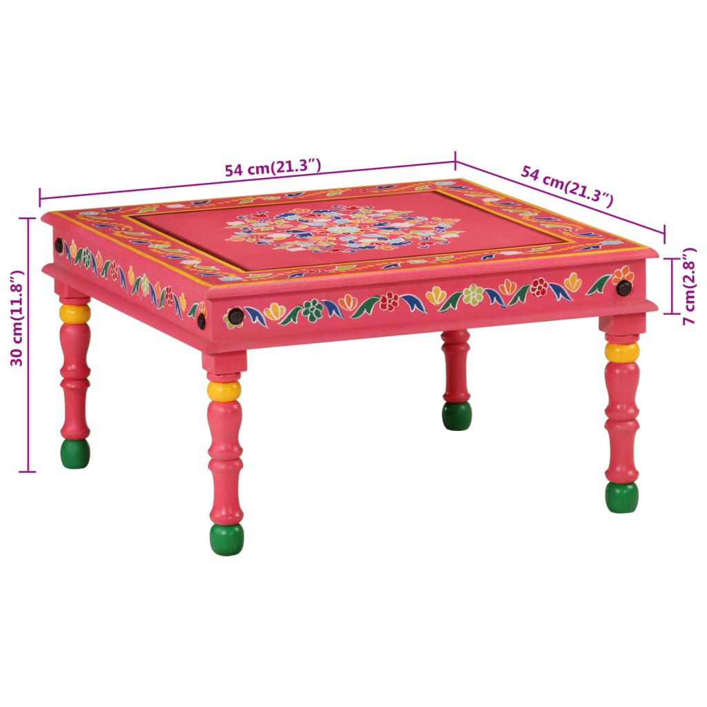 Tavolino Salotto Rosa Dipinto a Mano Legno Massello Mango | homemem39