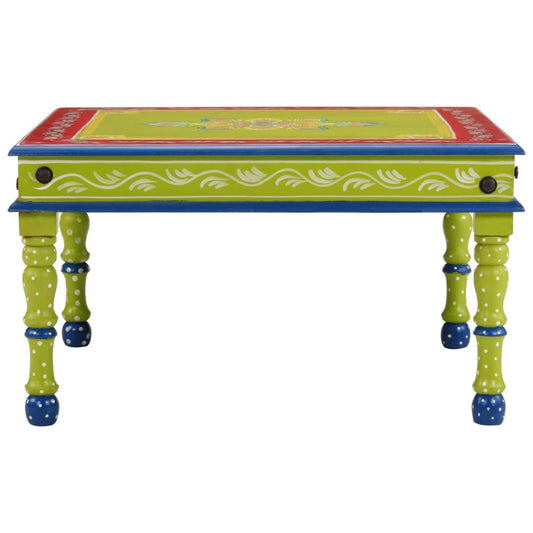 Tavolino Salotto Verde Dipinto a Mano Legno Massello di Mango | homemem39