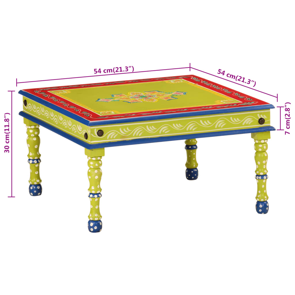 Tavolino Salotto Verde Dipinto a Mano Legno Massello di Mango | homemem39