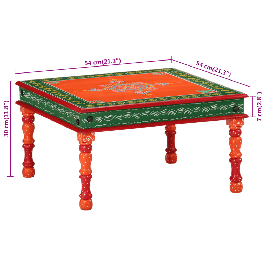 Tavolino Salotto Arancione Dipinto a Mano Legno Massello Mango | homemem39