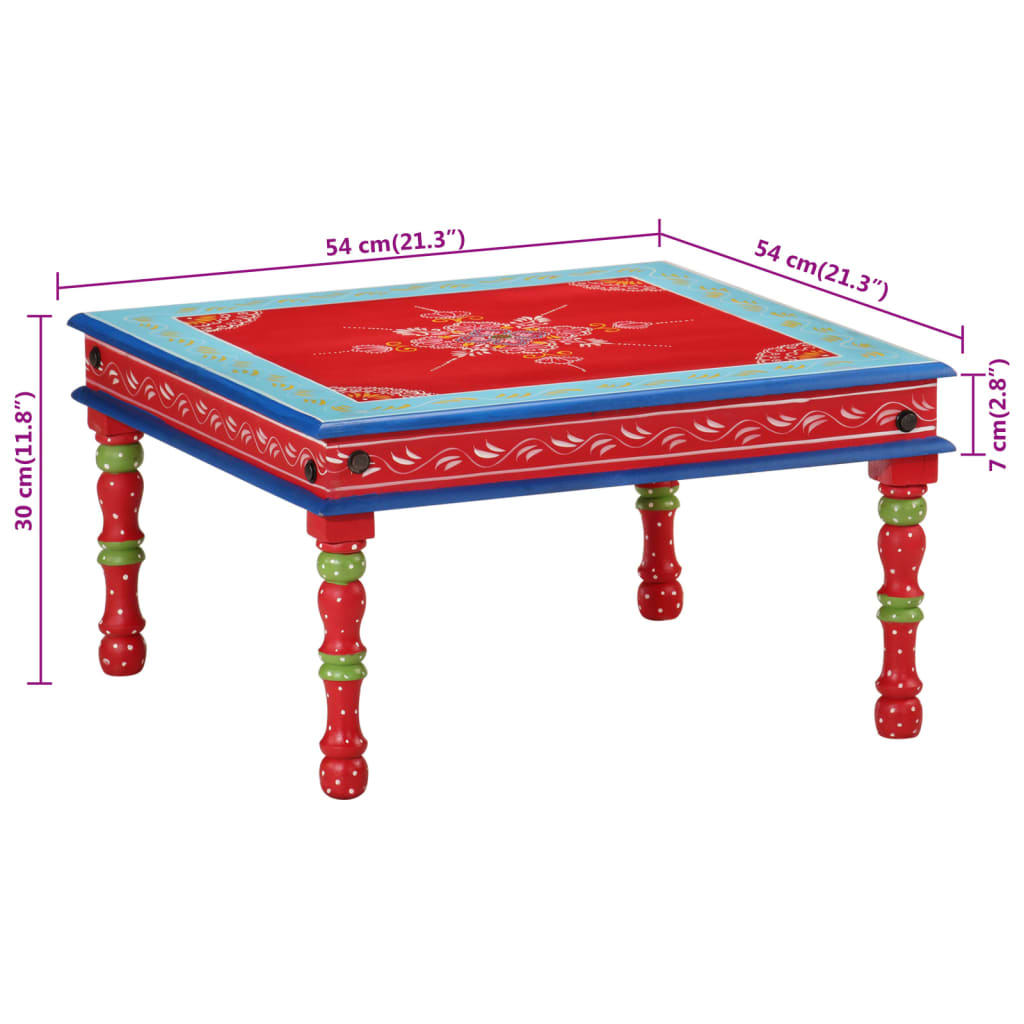 Tavolino Salotto Rosso Dipinto a Mano Legno Massello di Mango | homemem39