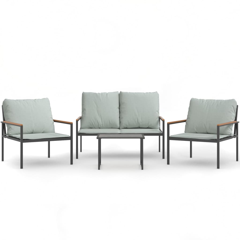 Set Salotto da Giardino 4 pz con Cuscini in Acciaio Antracite | homemem39