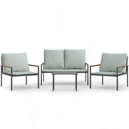 Set Salotto da Giardino 4 pz con Cuscini in Acciaio Antracite | homemem39
