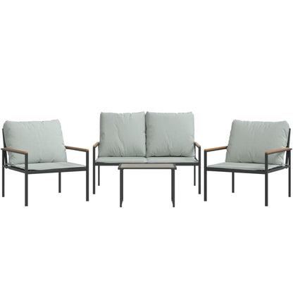 Set Salotto da Giardino 4 pz con Cuscini in Acciaio Antracite - homemem39