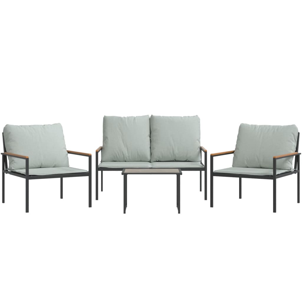 Set Salotto da Giardino 4 pz con Cuscini in Acciaio Antracite