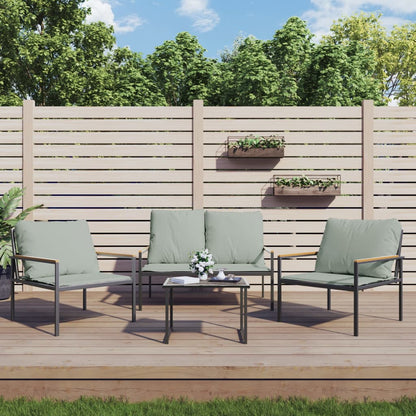 Set Salotto da Giardino 4 pz con Cuscini in Acciaio Antracite | homemem39