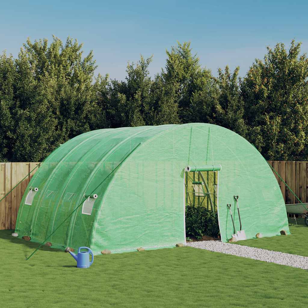 Serra con struttura in acciaio verde 24 m² 6x4x2,85 m | homemem39