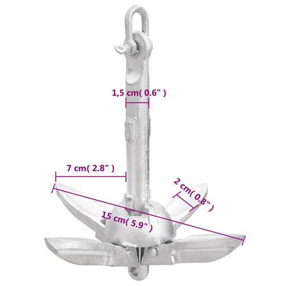 Ancora Pieghevole Argento 0,7 kg in Ghisa Zincata a Caldo - homemem39