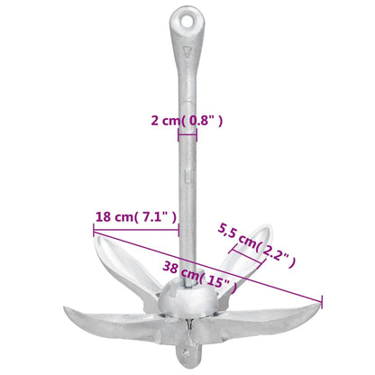 Ancora Pieghevole Argento 4 kg in Ghisa Zincata a Caldo - homemem39