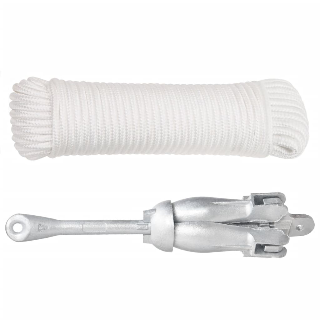 Ancora Pieghevole con Corda Argento 4 kg Ghisa Zincata a Caldo
