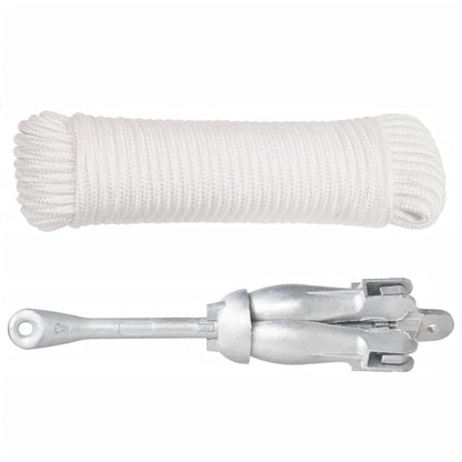 Ancora Pieghevole con Corda Argento 4 kg Ghisa Zincata a Caldo