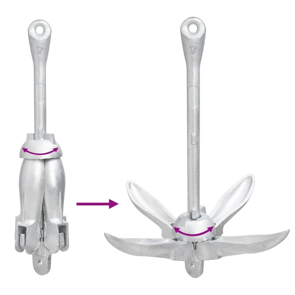 Ancora Pieghevole con Corda Argento 4 kg Ghisa Zincata a Caldo
