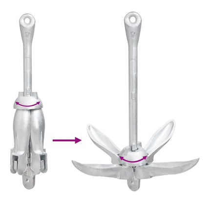 Ancora Pieghevole con Corda Argento 4 kg Ghisa Zincata a Caldo