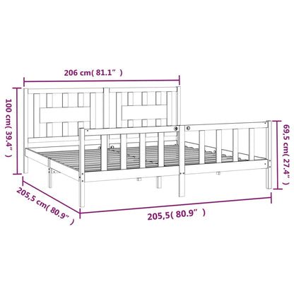 Giroletto con Testiera Nero Legno Massello di Pino 200x200 cm | homemem39