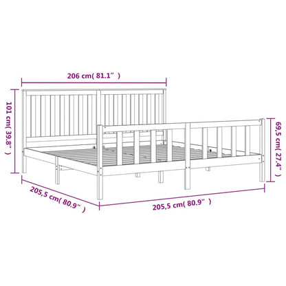 Giroletto con Testiera Nero 200x200 cm Legno Massello di Pino | homemem39