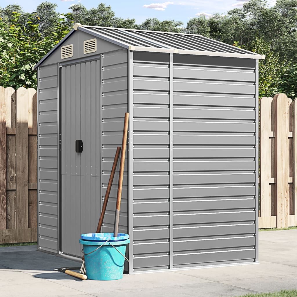 Capanno da Giardino Grigio Chiaro 191x130x198cm Acciaio Zincato - homemem39