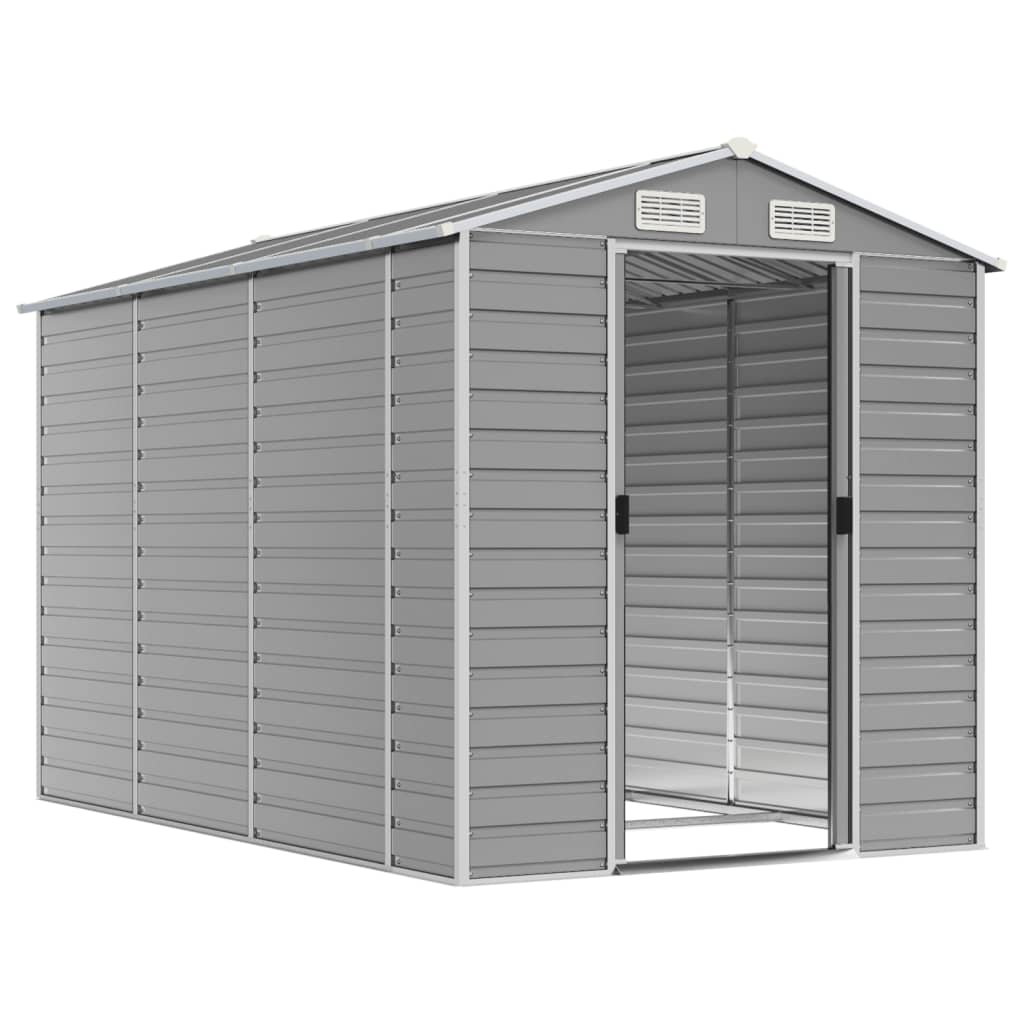 Casetta da giardino grigio chiaro 191x300x198 cm in acciaio zincato | homemem39