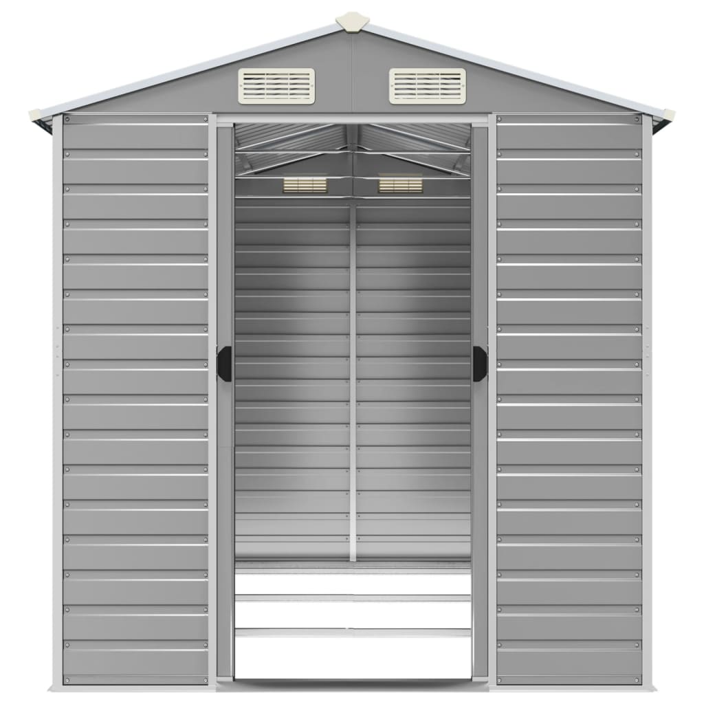 Casetta da giardino grigio chiaro 191x300x198 cm in acciaio zincato | homemem39