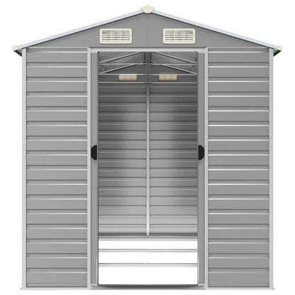 Casetta da giardino grigio chiaro 191x300x198 cm in acciaio zincato | homemem39