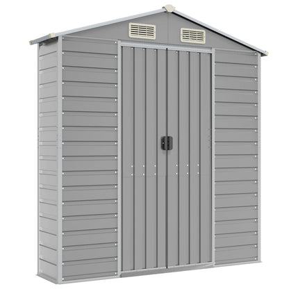 Casetta da giardino grigio chiaro 191x300x198 cm in acciaio zincato | homemem39