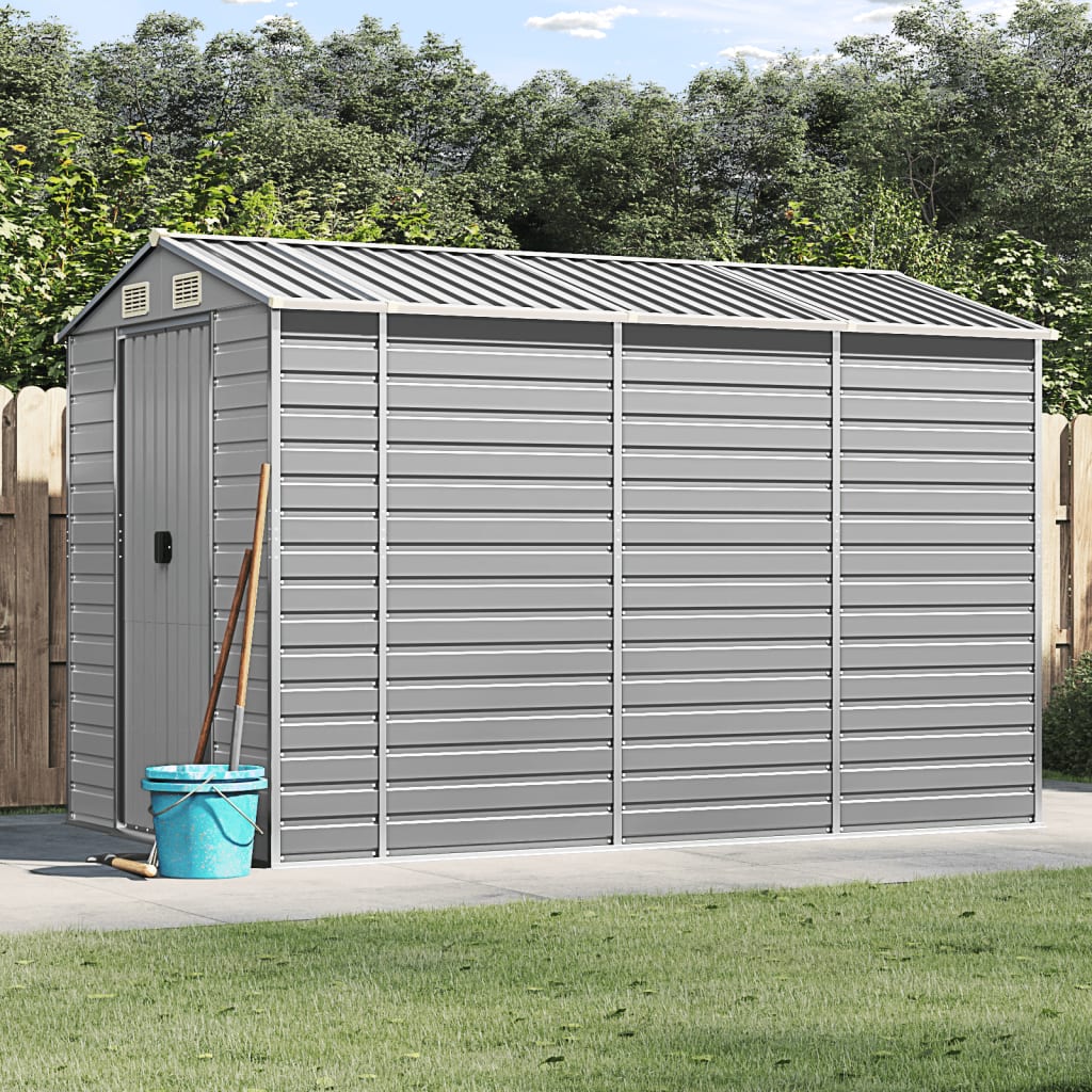 Casetta da giardino grigio chiaro 191x300x198 cm in acciaio zincato | homemem39