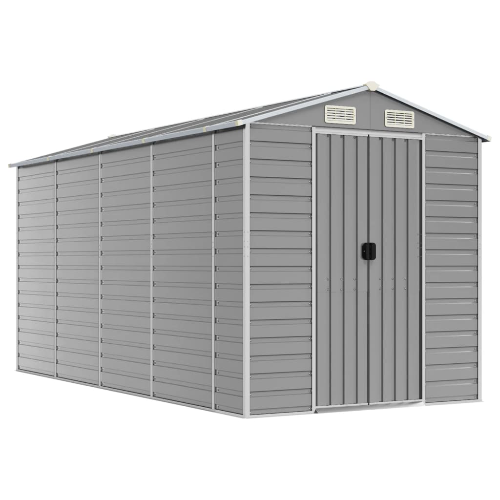 Capanno da Giardino Grigio Chiaro 191x385x198cm Acciaio Zincato - homemem39