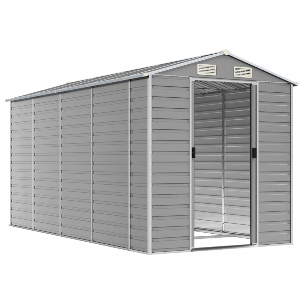 Casetta da giardino grigio chiaro 191x385x198 cm in acciaio zincato | homemem39