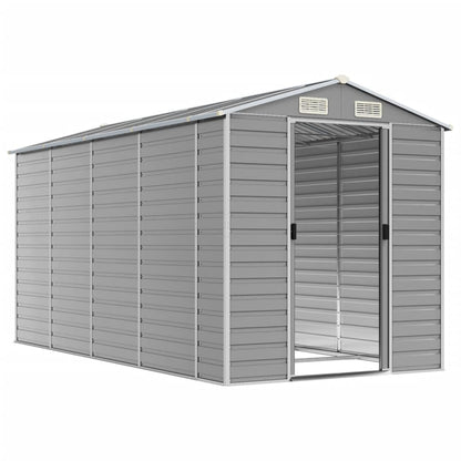 Casetta da giardino grigio chiaro 191x385x198 cm in acciaio zincato | homemem39