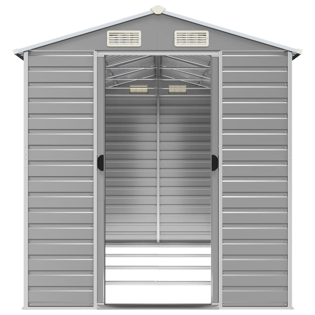 Casetta da giardino grigio chiaro 191x385x198 cm in acciaio zincato | homemem39