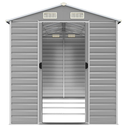 Casetta da giardino grigio chiaro 191x385x198 cm in acciaio zincato | homemem39
