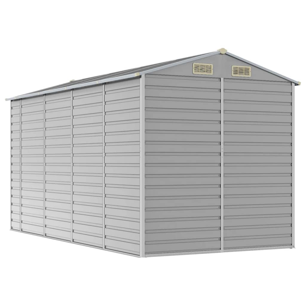 Casetta da giardino grigio chiaro 191x385x198 cm in acciaio zincato | homemem39