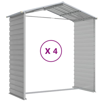 Casetta da giardino grigio chiaro 191x385x198 cm in acciaio zincato | homemem39