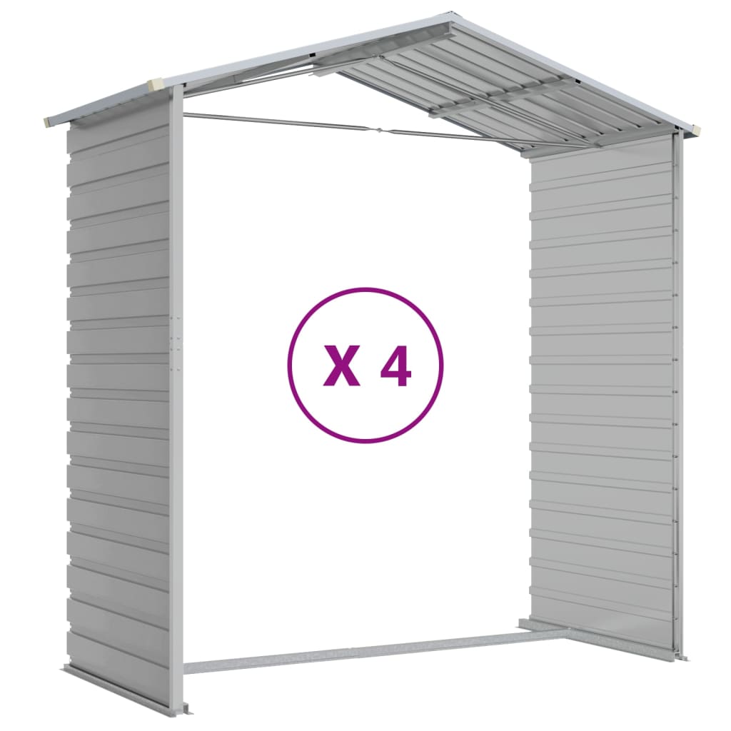 Capanno da Giardino Grigio Chiaro 191x385x198cm Acciaio Zincato - homemem39