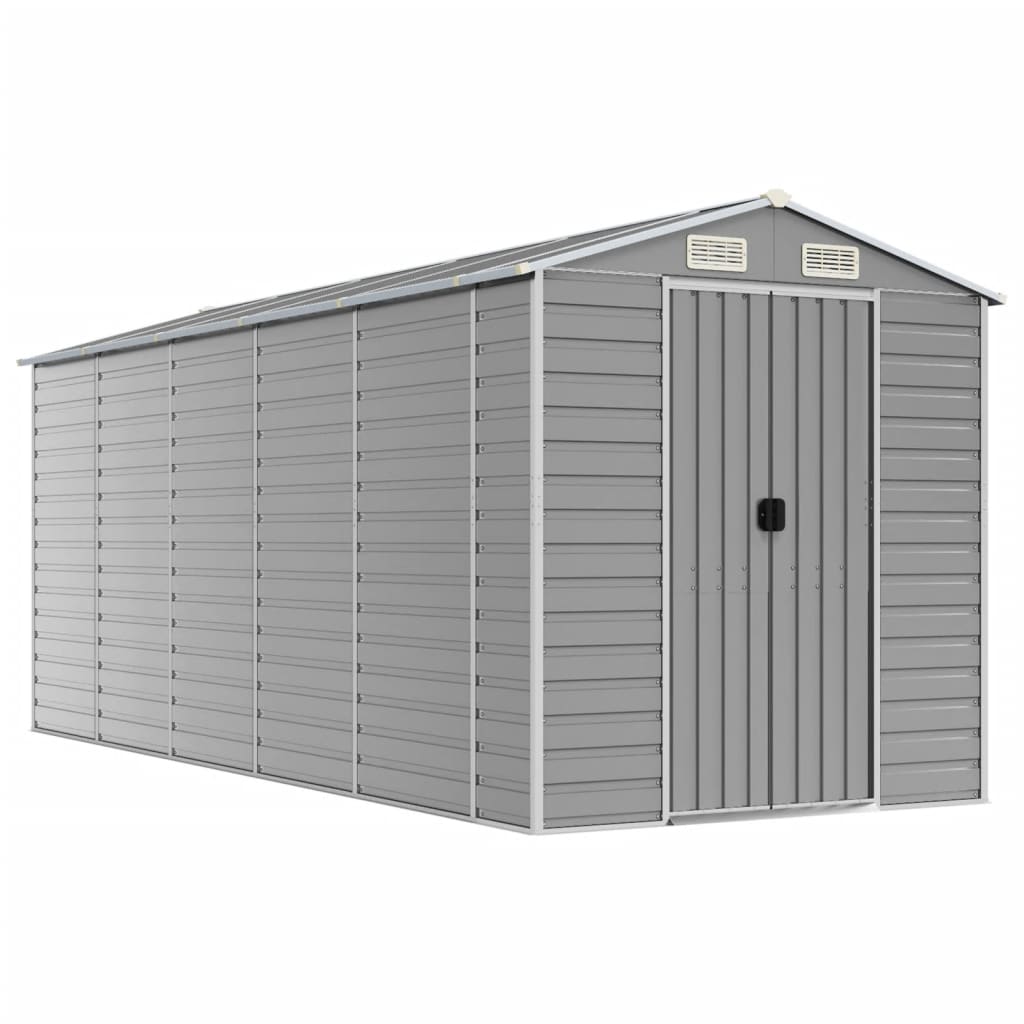 Casetta da giardino grigio chiaro 191x470x198 cm in acciaio zincato | homemem39