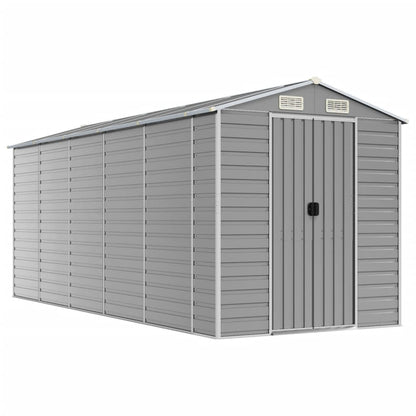 Casetta da giardino grigio chiaro 191x470x198 cm in acciaio zincato | homemem39