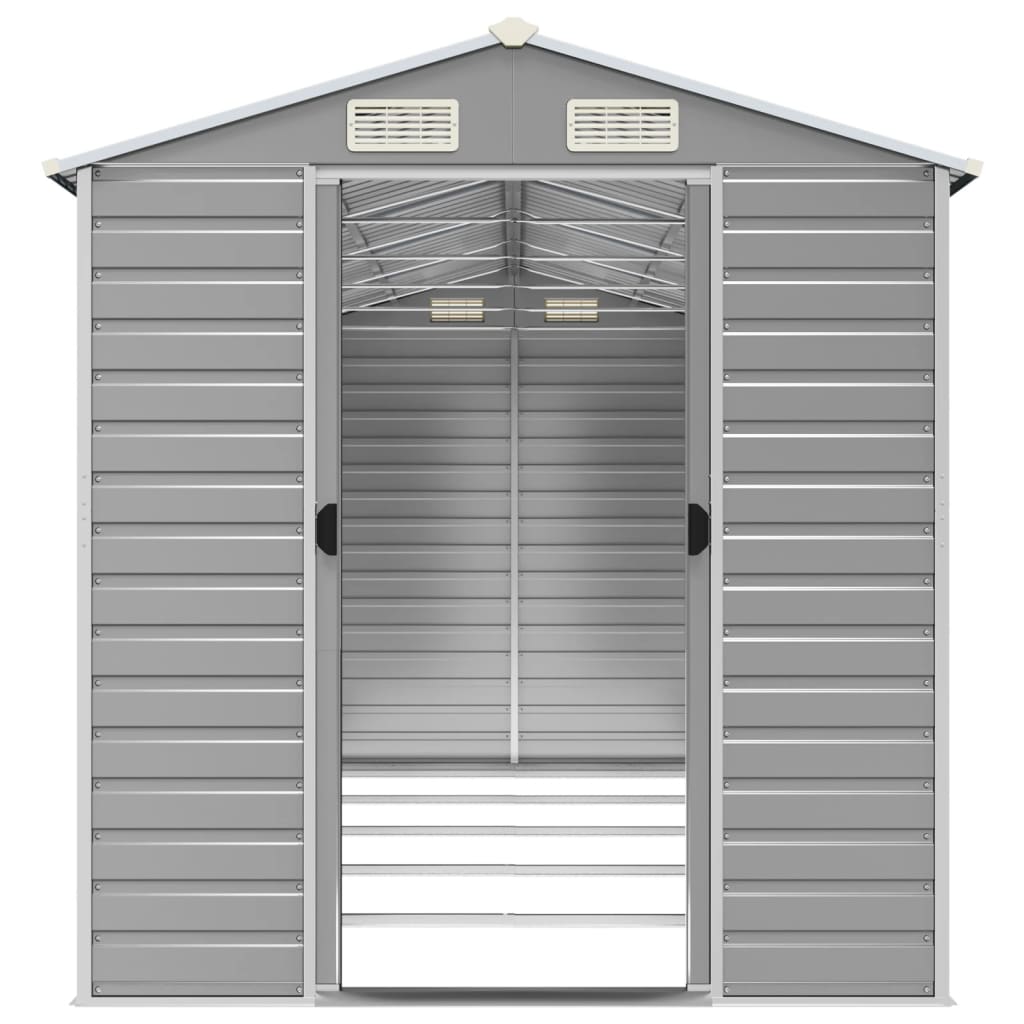 Casetta da giardino grigio chiaro 191x470x198 cm in acciaio zincato | homemem39