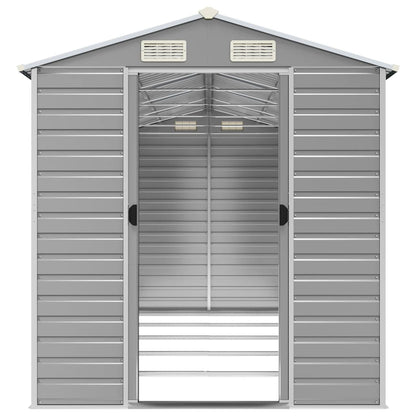 Casetta da giardino grigio chiaro 191x470x198 cm in acciaio zincato | homemem39
