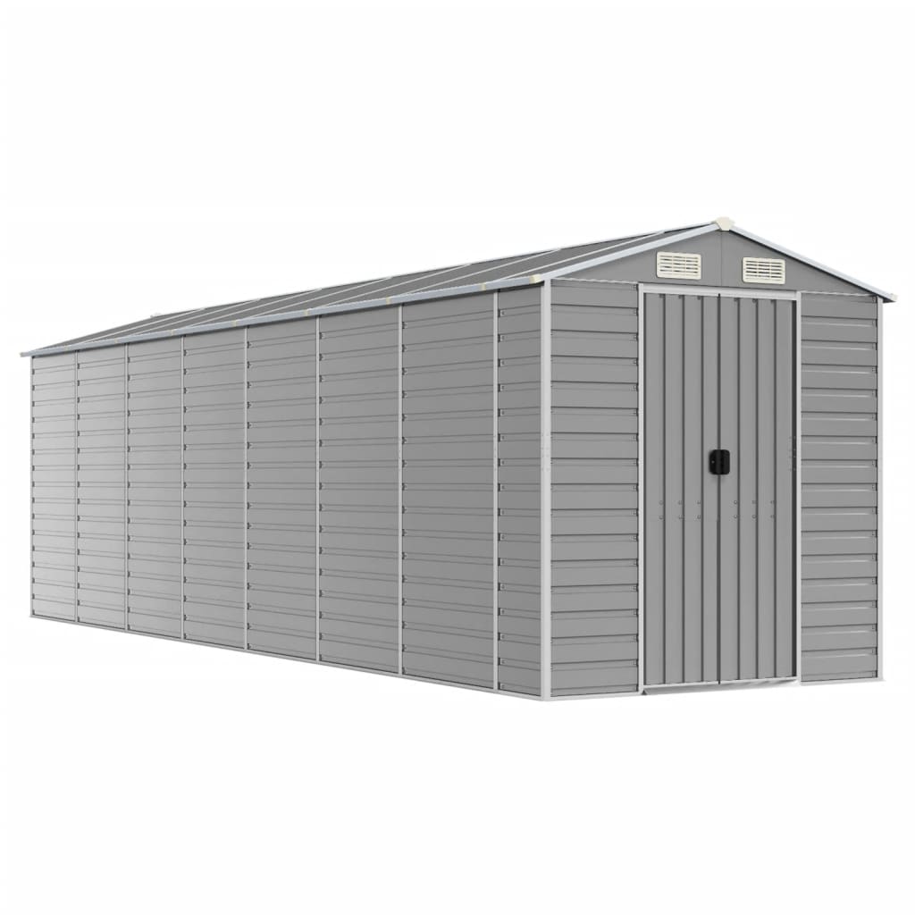 Casetta da giardino grigio chiaro 191x640x198 cm in acciaio zincato | homemem39