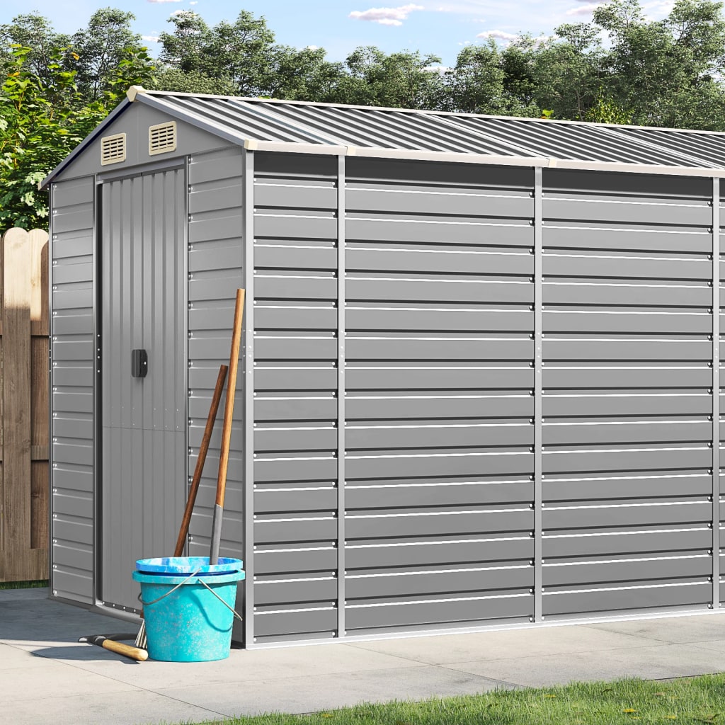 Casetta da giardino grigio chiaro 191x640x198 cm in acciaio zincato | homemem39