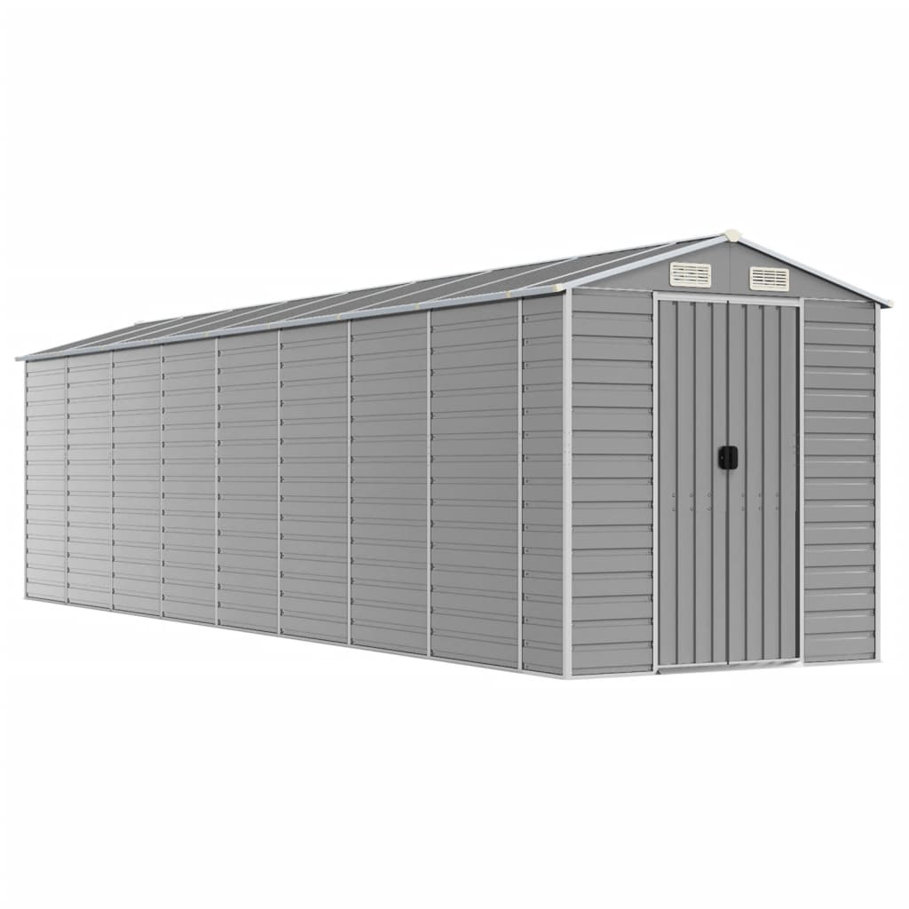 Casetta da giardino grigio chiaro 191x725x198 cm in acciaio zincato | homemem39