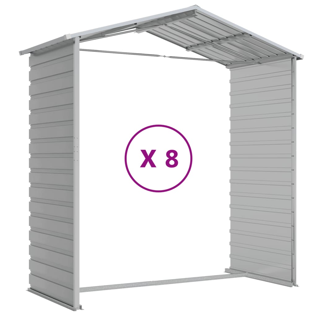Casetta da giardino grigio chiaro 191x725x198 cm in acciaio zincato | homemem39