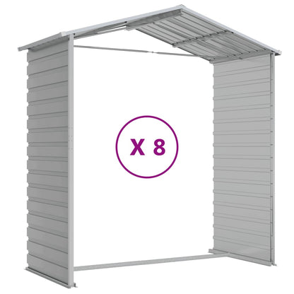 Casetta da giardino grigio chiaro 191x725x198 cm in acciaio zincato | homemem39