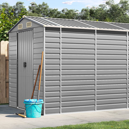 Casetta da giardino grigio chiaro 191x810x198 cm in acciaio zincato