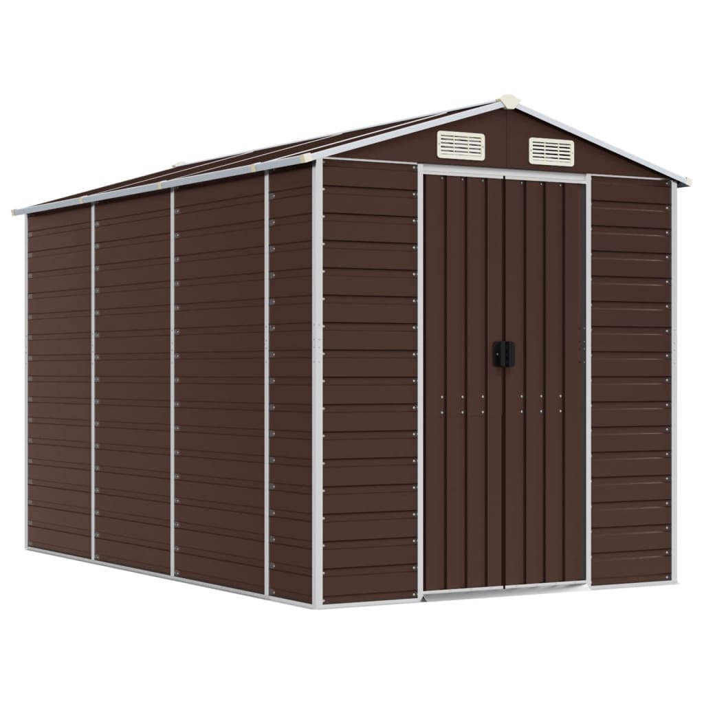 Casetta da giardino marrone 191x300x198 cm in acciaio zincato | homemem39
